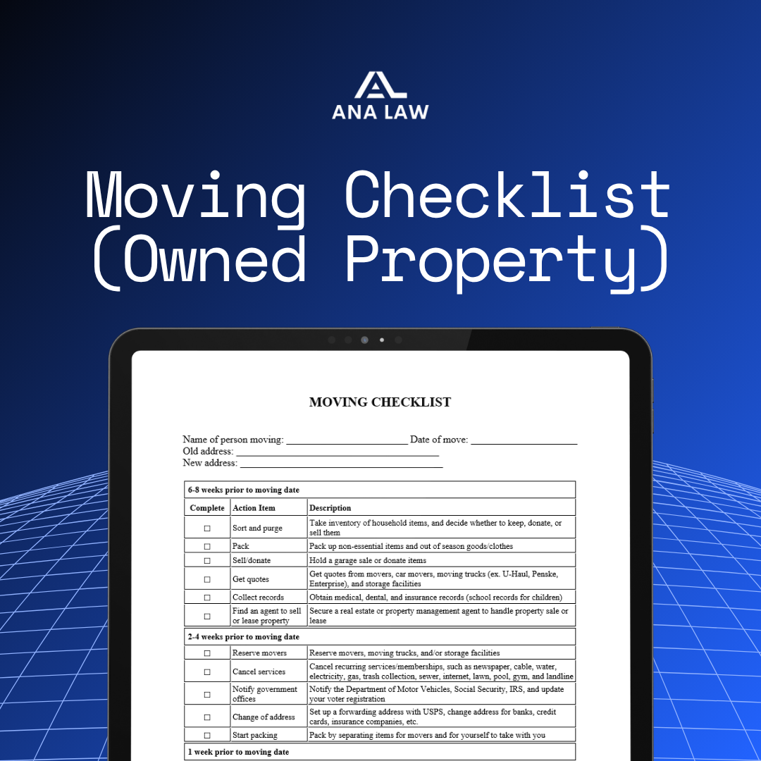 Moving Checklist (Owned Property)
