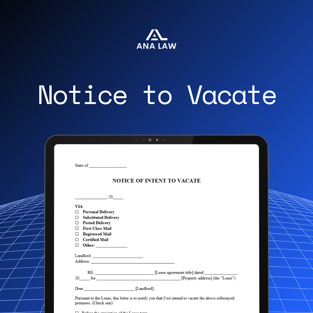 Notice to Vacate